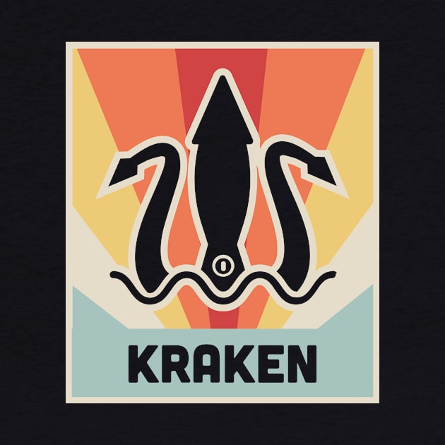 Vintage Style Squid Kraken Poster by MeatMan